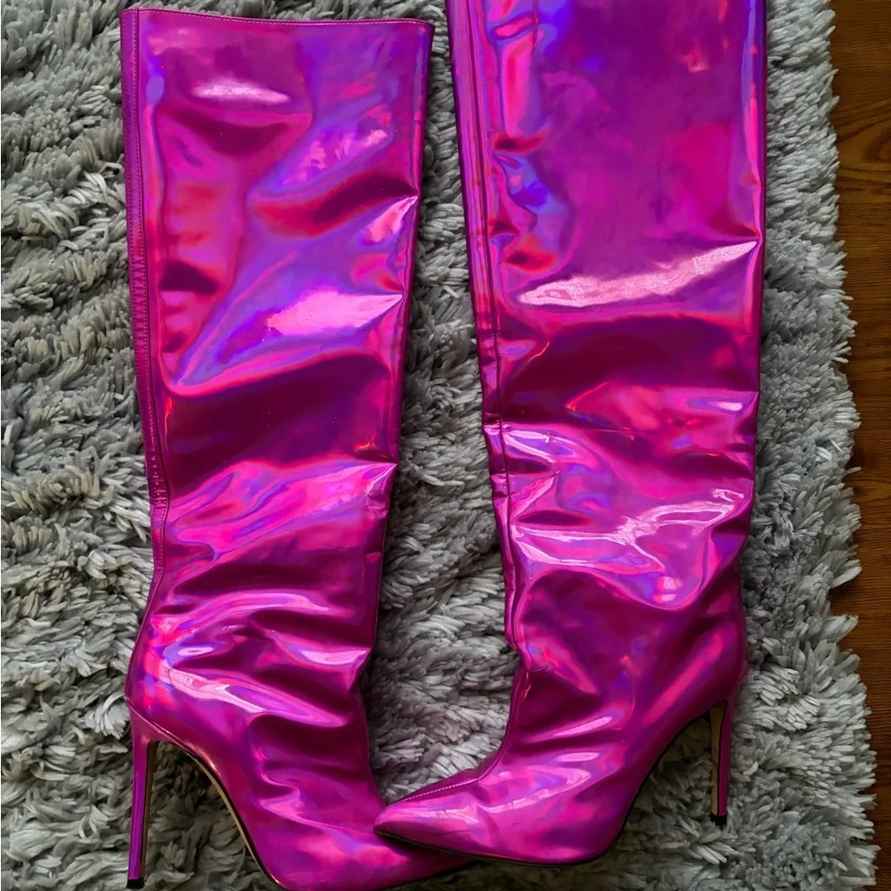 Metallic pink Paris Texas boots